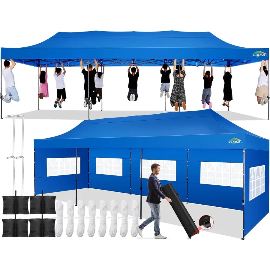 

Всплывающая палатка с навесом 10x30 и 8 боковыми стенками, водонепроницаемая, сверхмощная, коммерческая, уличная палатка-альтанка для вечеринок, садовых мероприятий, прочная