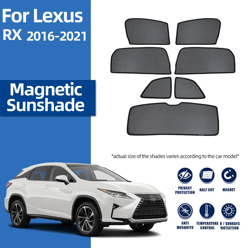 

For Lexus RX 5Seats 2016-2022 450 350 300 Rear Side Window Sun Shade Visor Magnetic Car Sunshade Shield Front Windshield Curtain