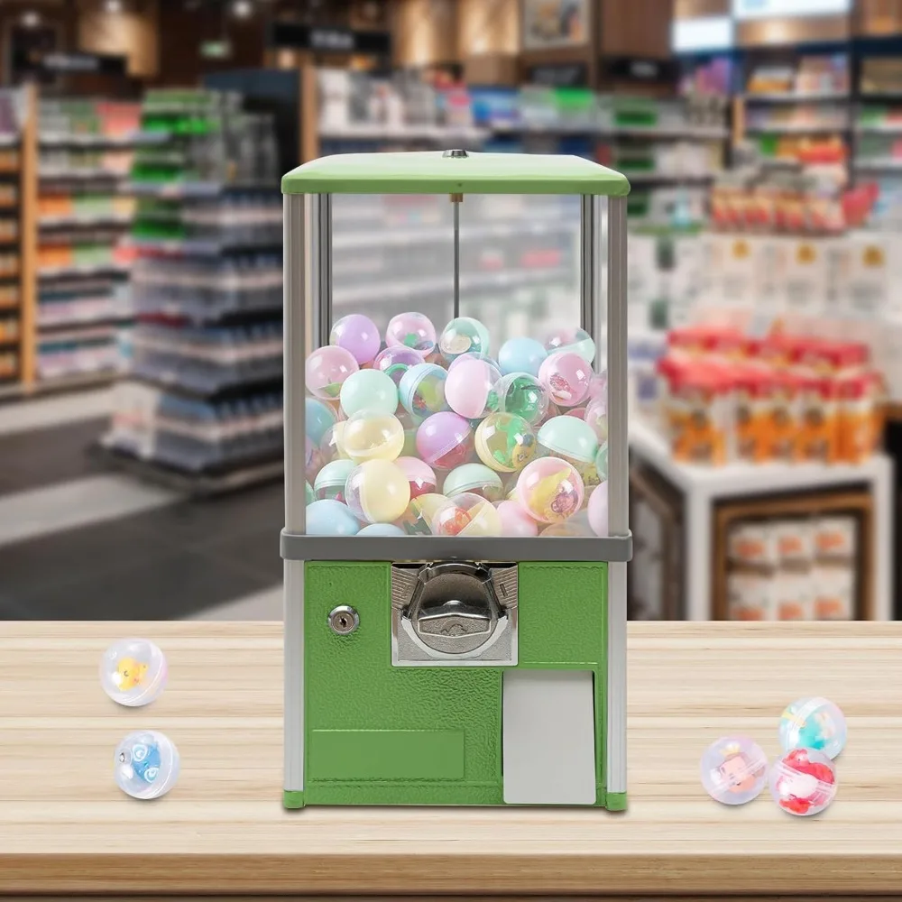 

25 Cent Vending Machines Coin Operated Big Capsule Vending Machine PS Bouncy Balls Dispenser for Retail Stores (Green)