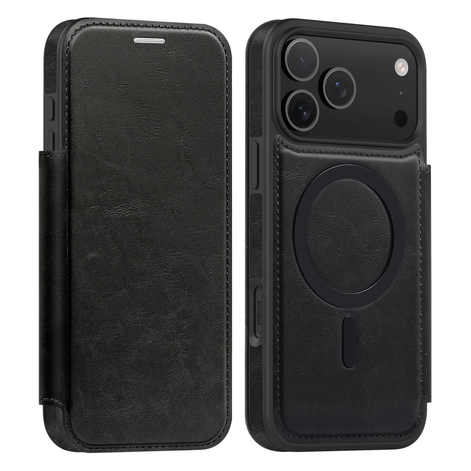 

Деловой кожаный магнитный флип-чехол для iPhone 17, 16, 15, 14, 13, 12, Pro Max 16E 17, воздушный встроенный слот для карт, чехол Magsafe из искусственной кожи