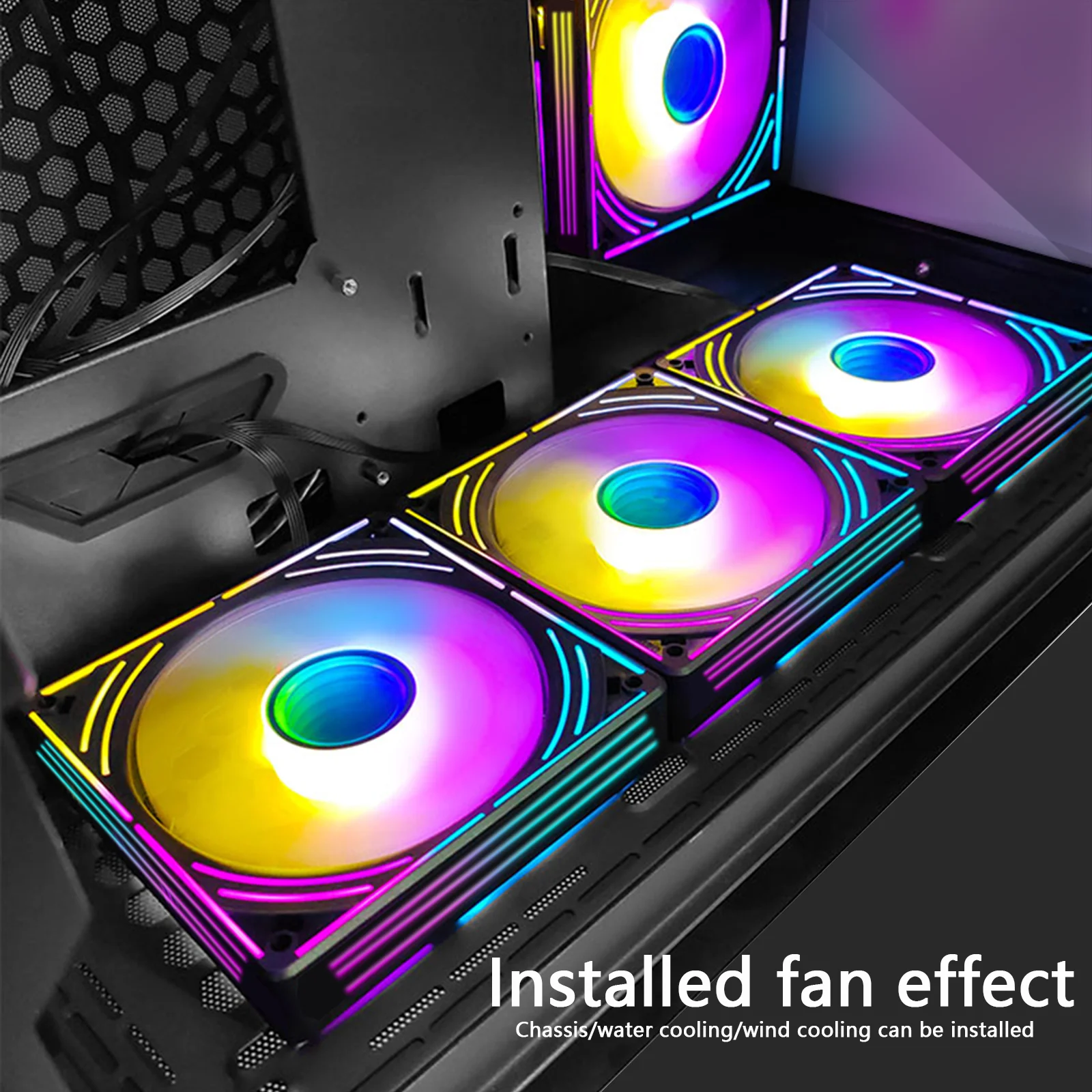 MANMU 120mm Fan Mirror PC Argb Case Fan Black White RGB Temperature Control Mute Godlight Synchronized Cooling Fan