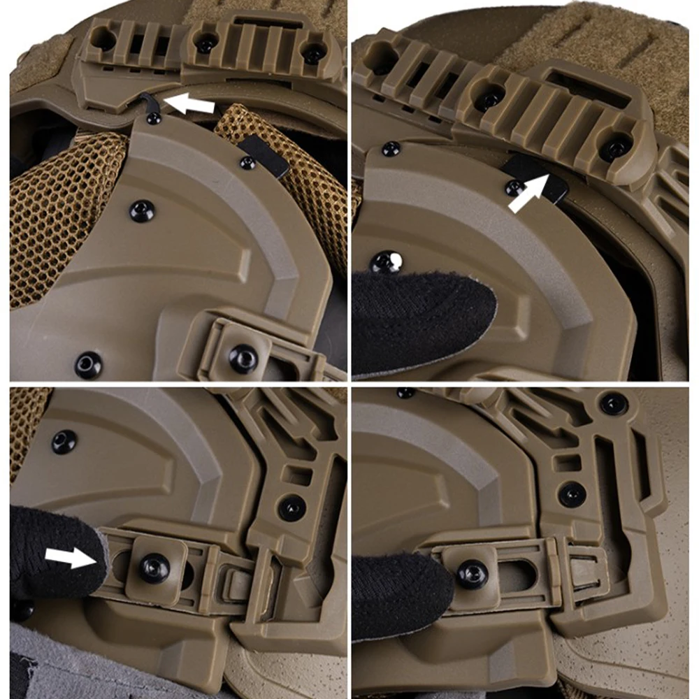 درع حماية الأذن التكتيكي الفك السفلي في الهواء الطلق Airsoft الألوان اطلاق النار CS لعبة واقية درع الوجه لخوذة ويندي #6