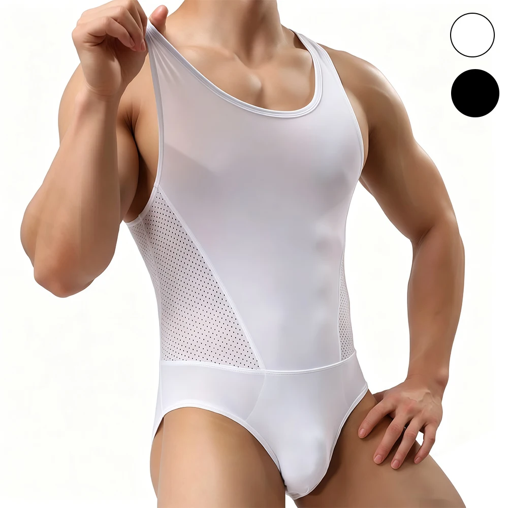 Shapewear Bodysuit Firm - ชุดกระชับสัดส่วนผู้ชาย 1 ชิ้น ผ้าไหมน้ำแข็งยืดหยุ่นสูง บอดี้สูทกระชับหน้าท้อง ชุดกระชับสัดส่วนแบบเต็มตัว