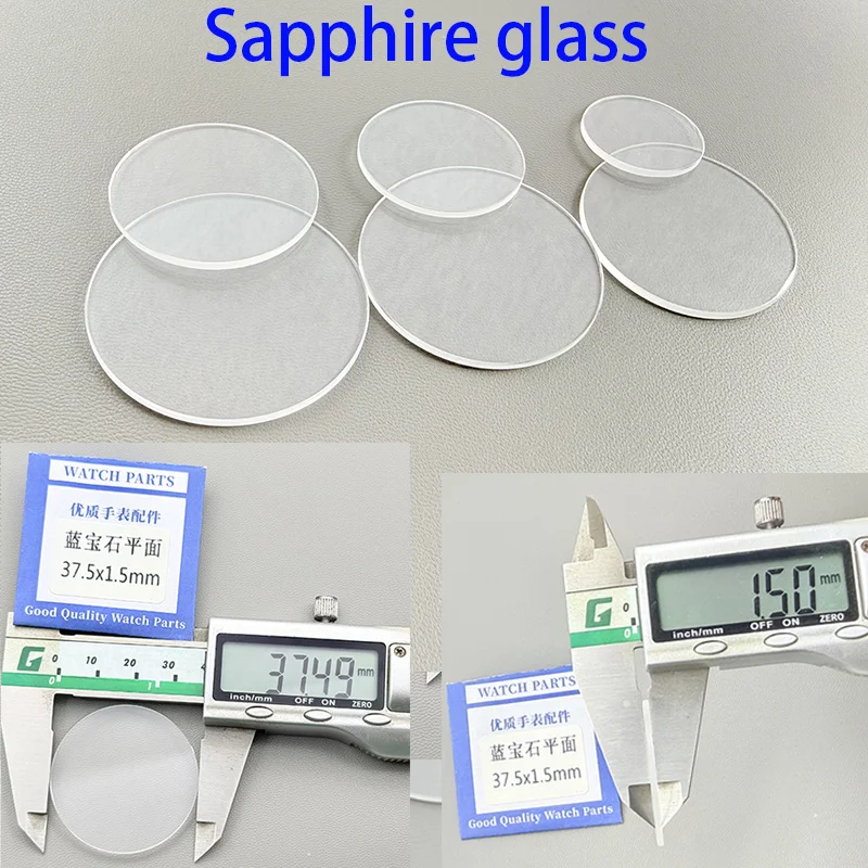 Flat sapphire glass thickness 1.0mm /1.2mm /1.5mm diameter 20mm-38mm circular transparent crystal Sapphire glass watch parts