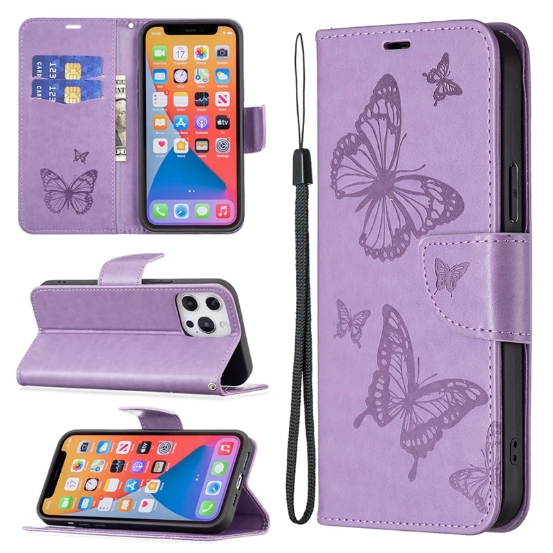 Butterfly Pattern Case For iPhone 14 13 12 11 Pro Max Mini Plus SE 2020 2022 Magnetic Leather Wallet Flip Book Case Cover Funda