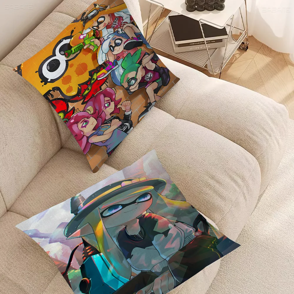 Game S-Splatoones Pillow Anime Pillow Sofa Bed Head Pillow Cover Cushion Cover 45x45 Cm Fashion