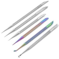 1Pcs Double-ended Stainless Steel Nail Cuticle Pusher Manicures Remover Dead Skin Rod Manicure Sticks Nail Art Tools