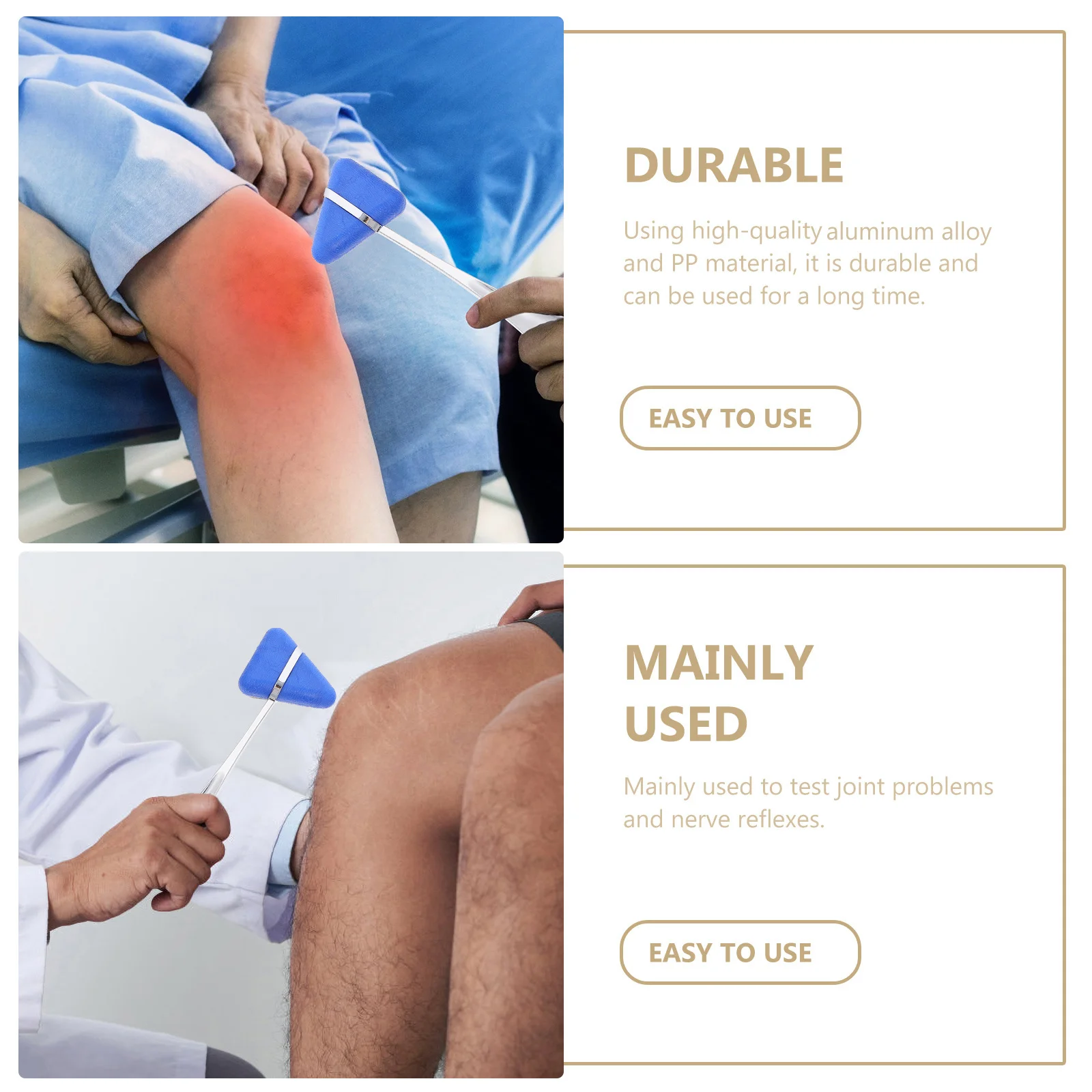 

3pcs Reflex Hammer Kit Ergonomic Lightweight Handle For Myotatic Reflex Testing Neurological Diagnostic Tool Metal Triangle