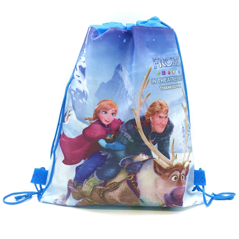 48/24/12/6pcs Disney Freezen Anna Elsa Snow Queen Princess Gift Bags Non-woven Drawstring Bags School Backpack Birthday Party