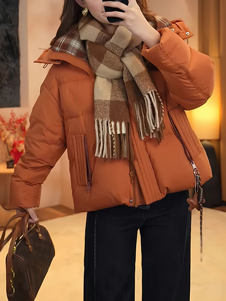 

Trendy ort Hooded down Cotton Jaet Women's Winter New Sle Fce Lined Thi Warm Outerwear Comfortable Korean Sle