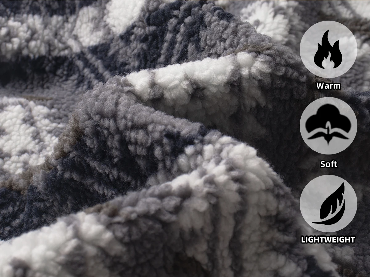 Men's Winter Polar Fleece Jacket Retro Style Fluffy Plush Casual Outwear - Harajuku Print Coats Streetwear