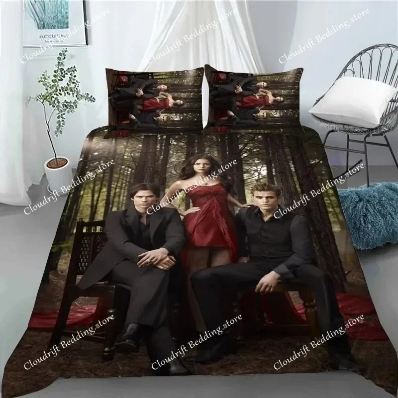 Damon salvatore The Vampire Diaries Duvet Cover Pillowcase Bedding Set Adult Bedroom Decoration Children Single Double Size026