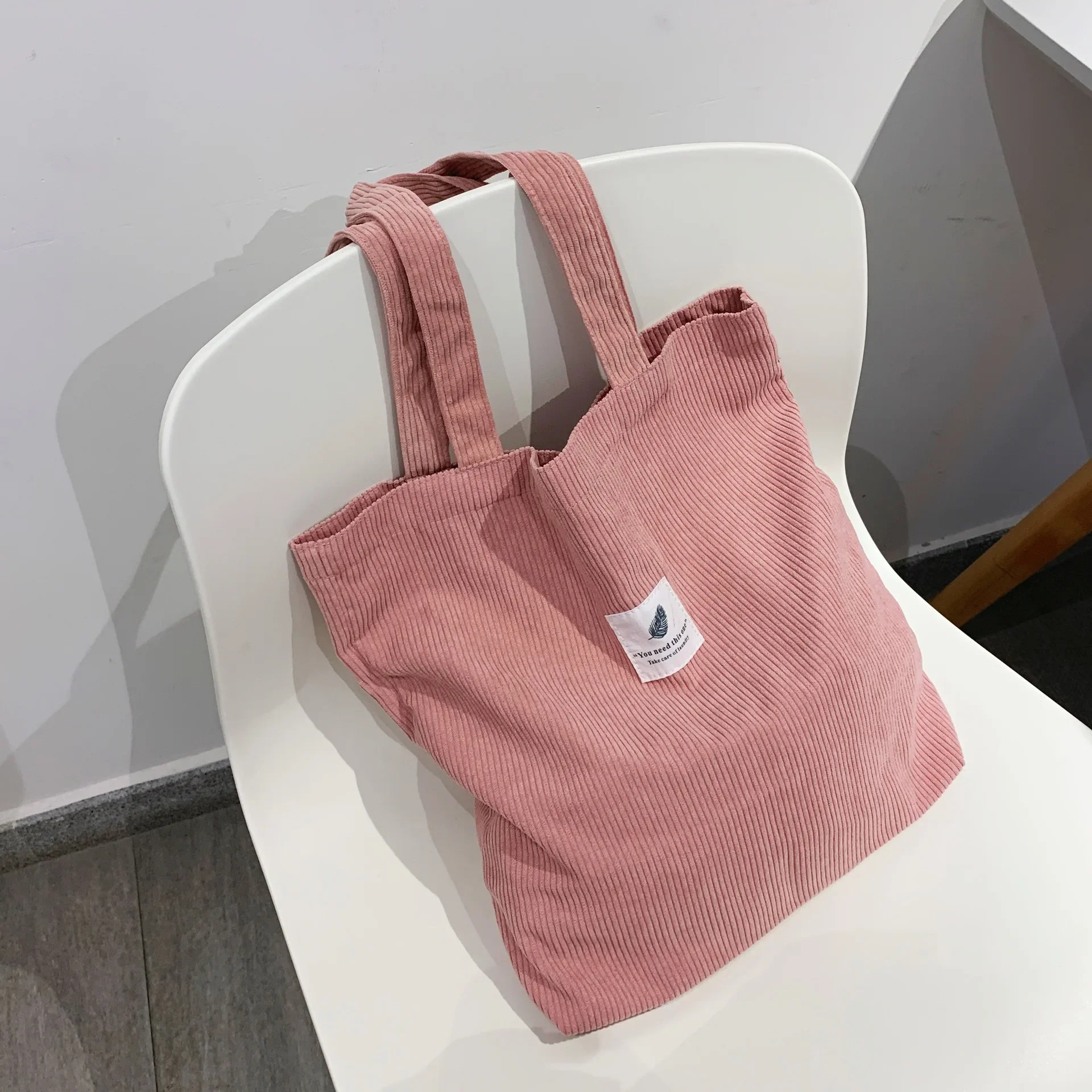 

Corduroy Bag for Women Shopper Handbags Environmental Storage Reusable Canvas Shoulder Tote Bag School Bags for Girl Tote Bags