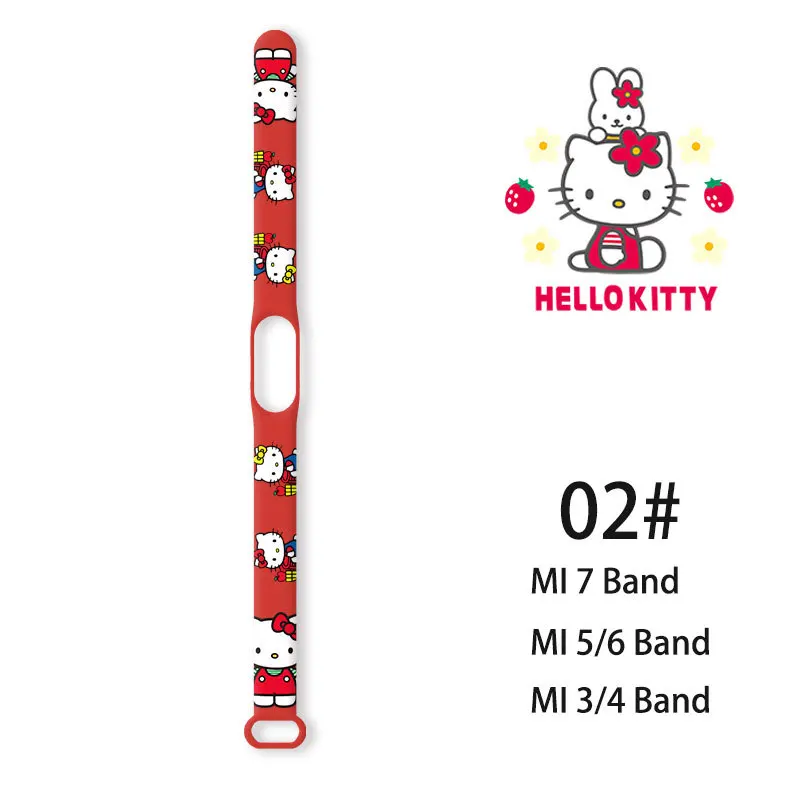 Sanrio Cartoon Strap Hello Kitty For Xiaomi Mi Band 7 6 5 4 3 NFC Silicone Bracelet Replacement Smart Sports Fitness Wrist