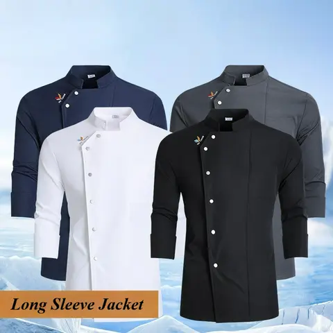 New Chef Jacket Long Sleeve for Men Women Restaurant Cook Coat  Kitchen Waiter Uniform