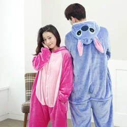 Disney Cartoon Stitch One Piece Set Pajamas Couples Cartoon Anime Home Clothes Women Men plush Jumpsuits Y2k Cosplay Sleepwear