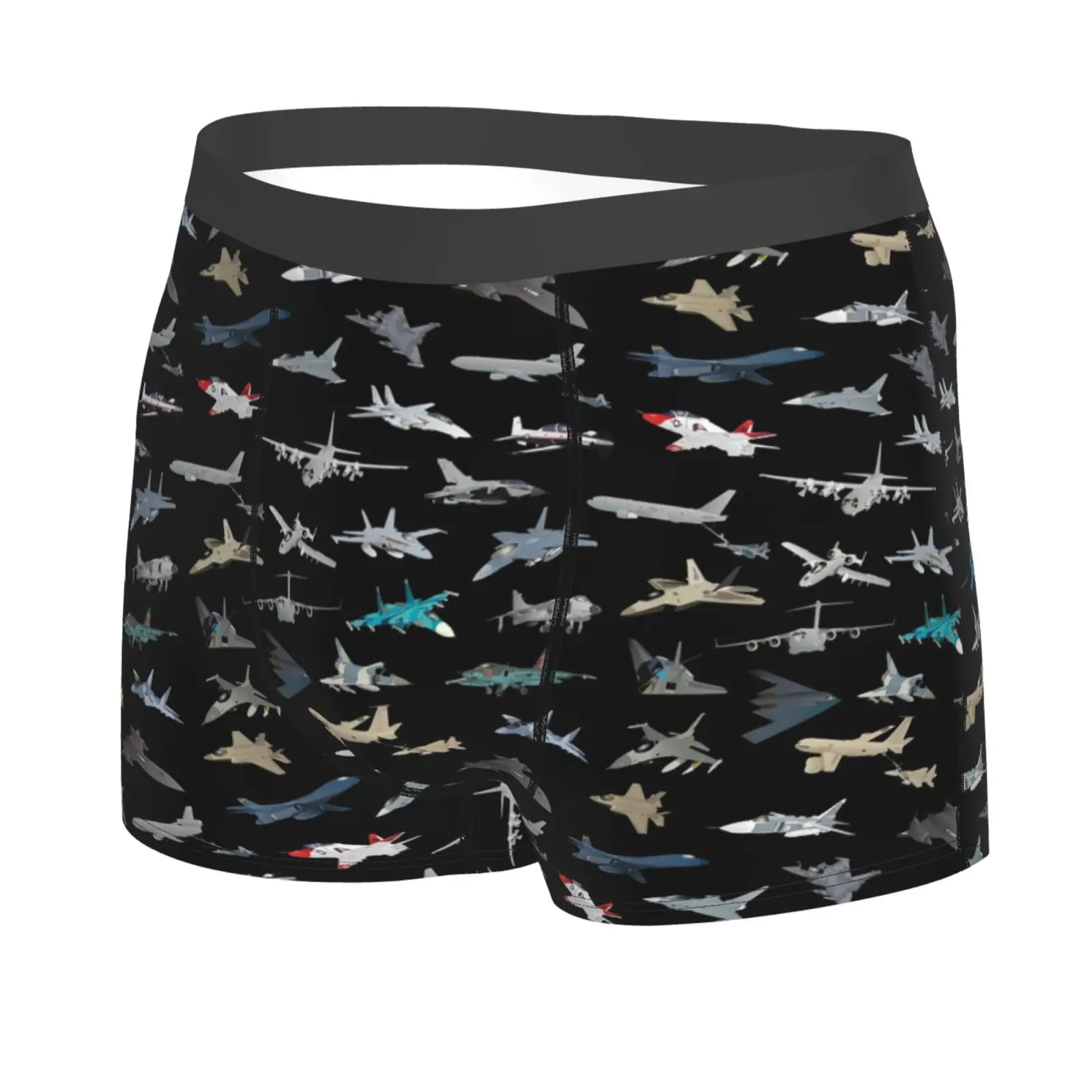 Modern Military Airplanes Print Men Underwear Boxers Men's Novelty Underpant Breathable Printed Male Underpants Man Boxer Briefs