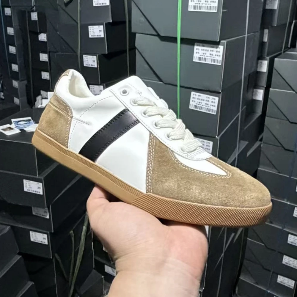 New Shoes for Men Genuine Leather Casual Shoes Trend Flat Sport Shoes Youth Street Lace-up Sneakers
