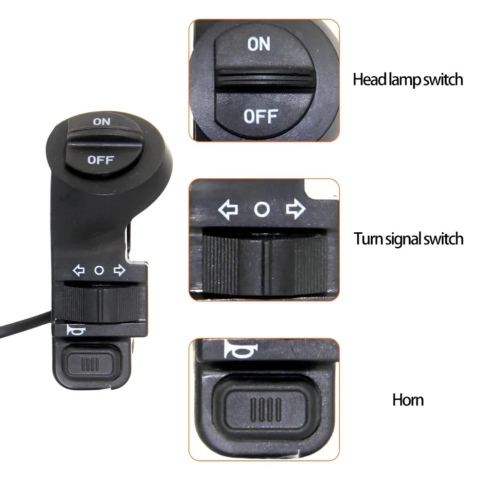 

3 в 1, переключатель на руль, универсальные детали, переключатель фар, указатель поворота, звуковой сигнал ВКЛ/ВЫКЛ для мотоцикла/электрического скутера
