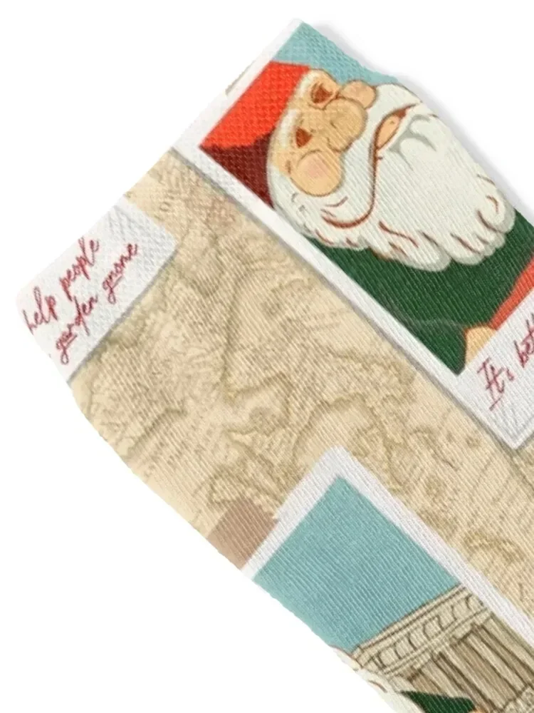 It's Better to Help People than Garden Gnomes - Travelling Gnome Postcard Socks funny sock Crossfit Argentina Women Socks Men's