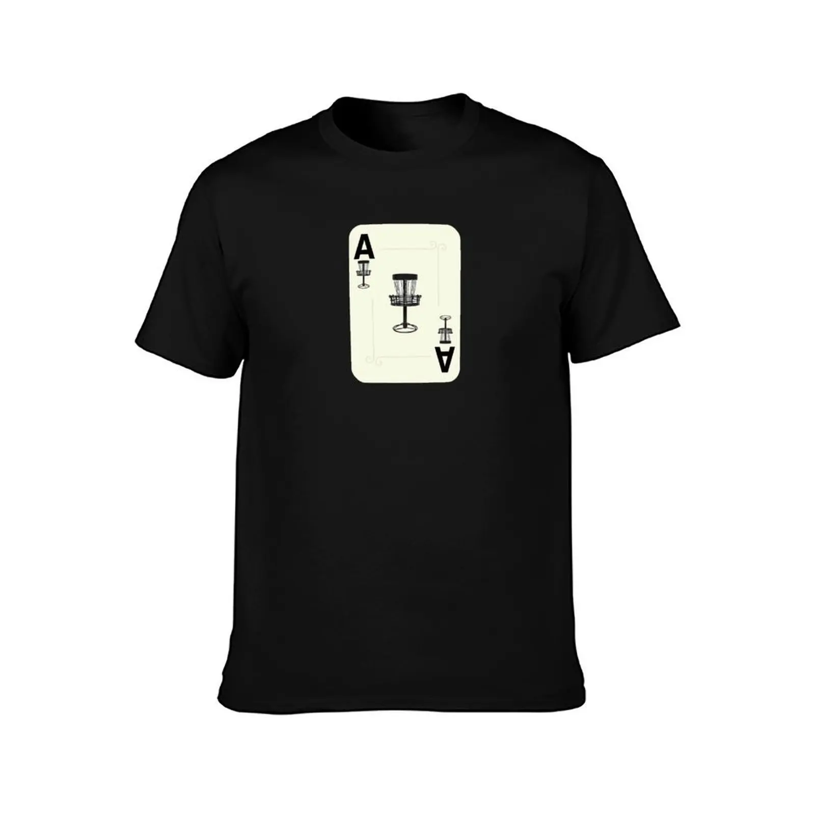 Disc Golf Ace Basket Poker Card T-Shirt, Summer Casual Cotton Tee, Oversized Streetwear Tops, Vintage Graphic Print, 100% Cotton