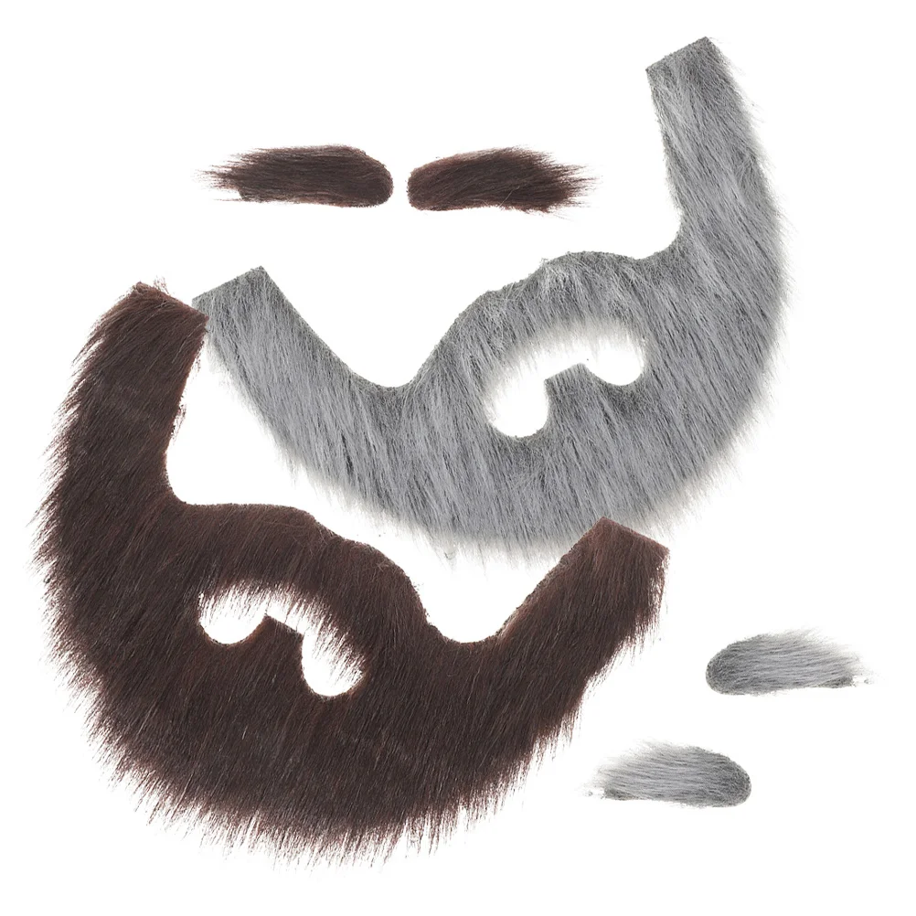 

2Sets Artificial Beard Set Realistic Fake Mustache and Eyebrows for Costume Party Cosplay Theatrical Performance Gnome Dwarf