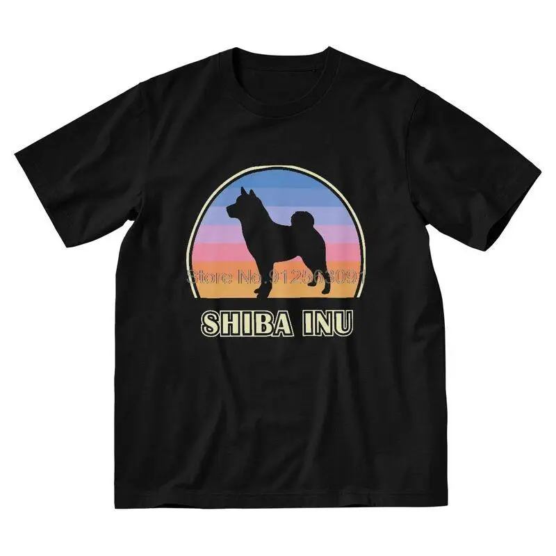 Shiba Inu Vintage Sunset Dog T-Shirt Men Novelty T Shirt Short Sleeve Cryptocurrency Tshirts Cotton Tees Top Gift Oversized