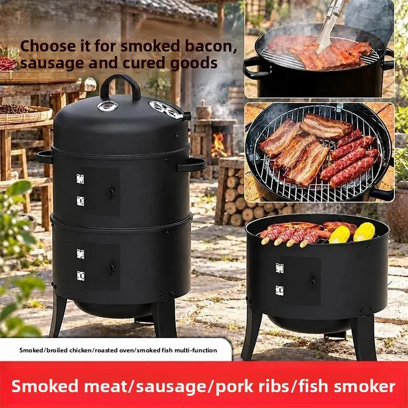 For Household Hanging Charcoal Grill Stove for Smoking Bacon Sausage Fish Roasting Chicken Duck Sweet Potato BBQ Barrel