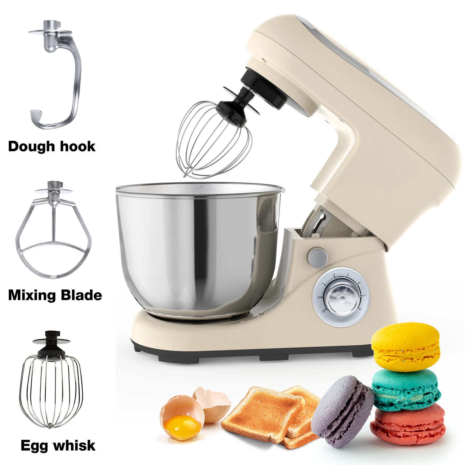 

Food Mixer 5L Dough Mixer Cake Mixers with 6 Speeds Kitchen Bakery Equipment