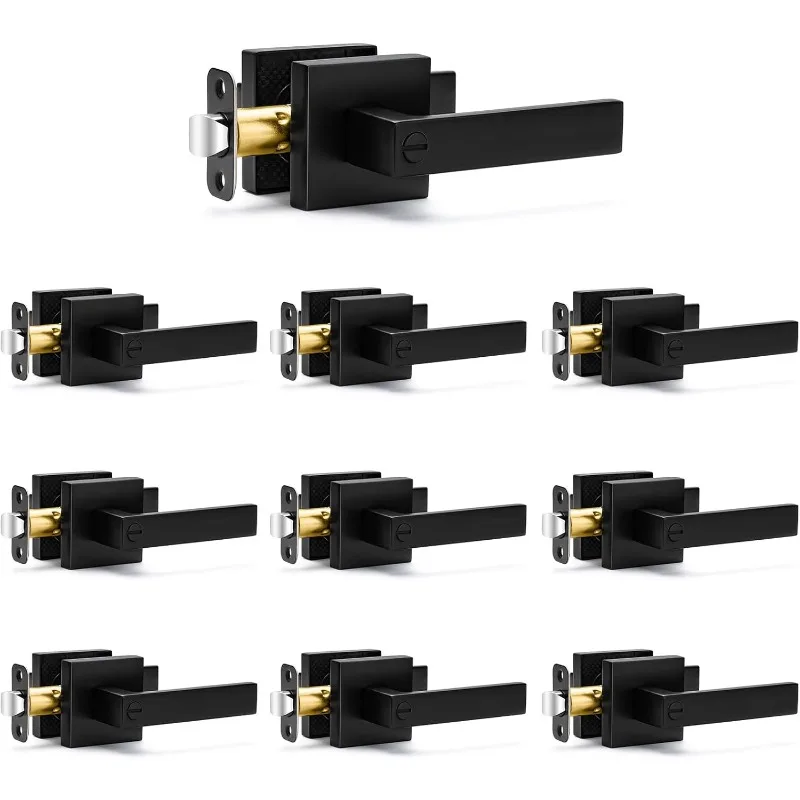 Matte Black Door Handles Privacy Door Levers, Keyless Interior Door Knobs Square Door Levers Heavy Duty Door Locks