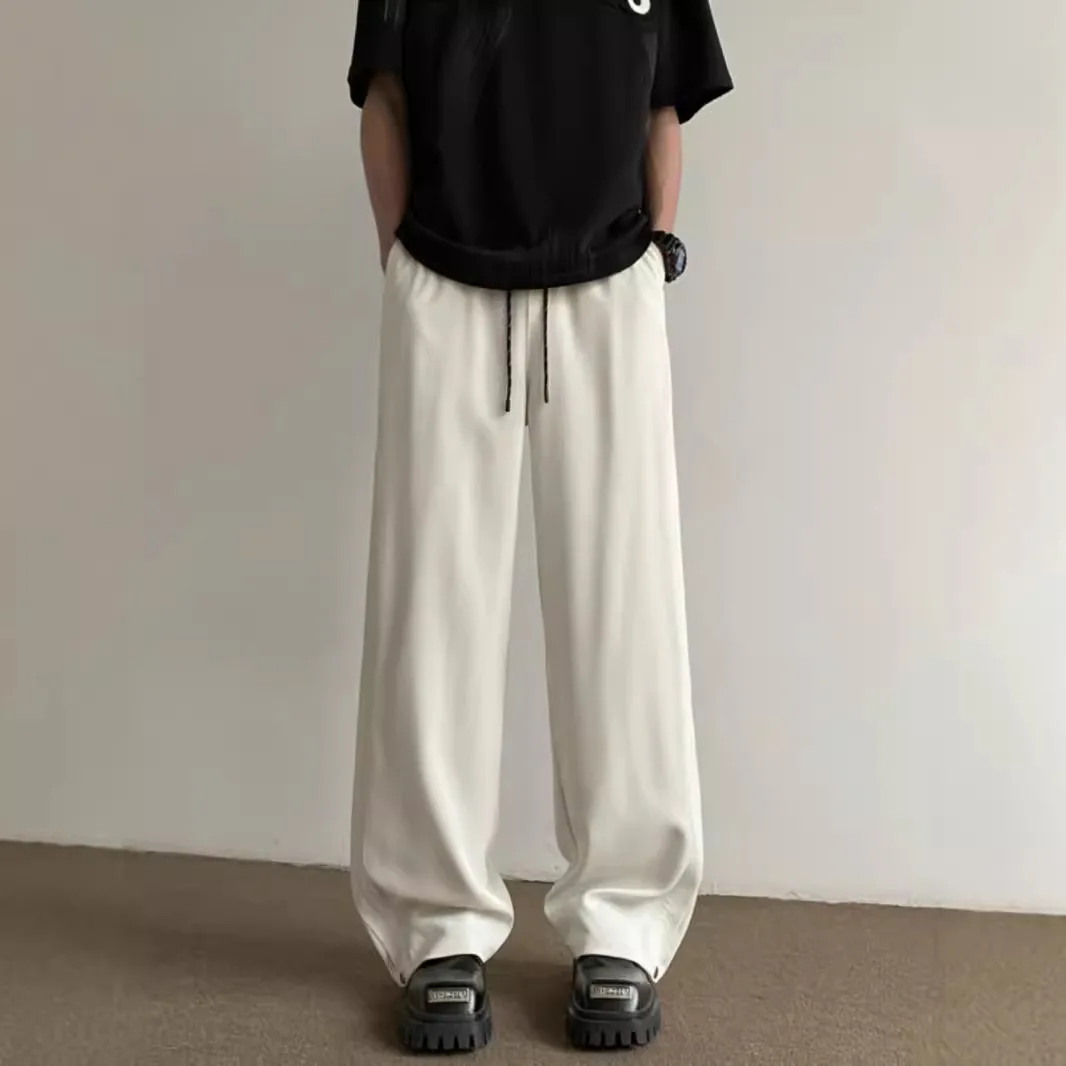 TRSYPHXM new American deconstruction men's summer and autumn new loose straight tube solid color simple wide leg casual pants