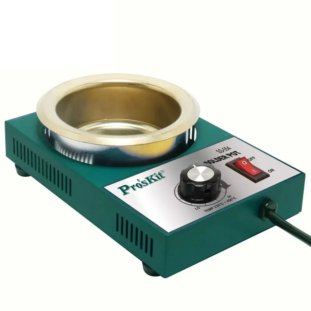 

Pro'skit SS 554H-SS 551H Solder pot 0.3/0.5/1.6/2.2kg capacity Round tin furnace solder stripping melting furnace tinning tool