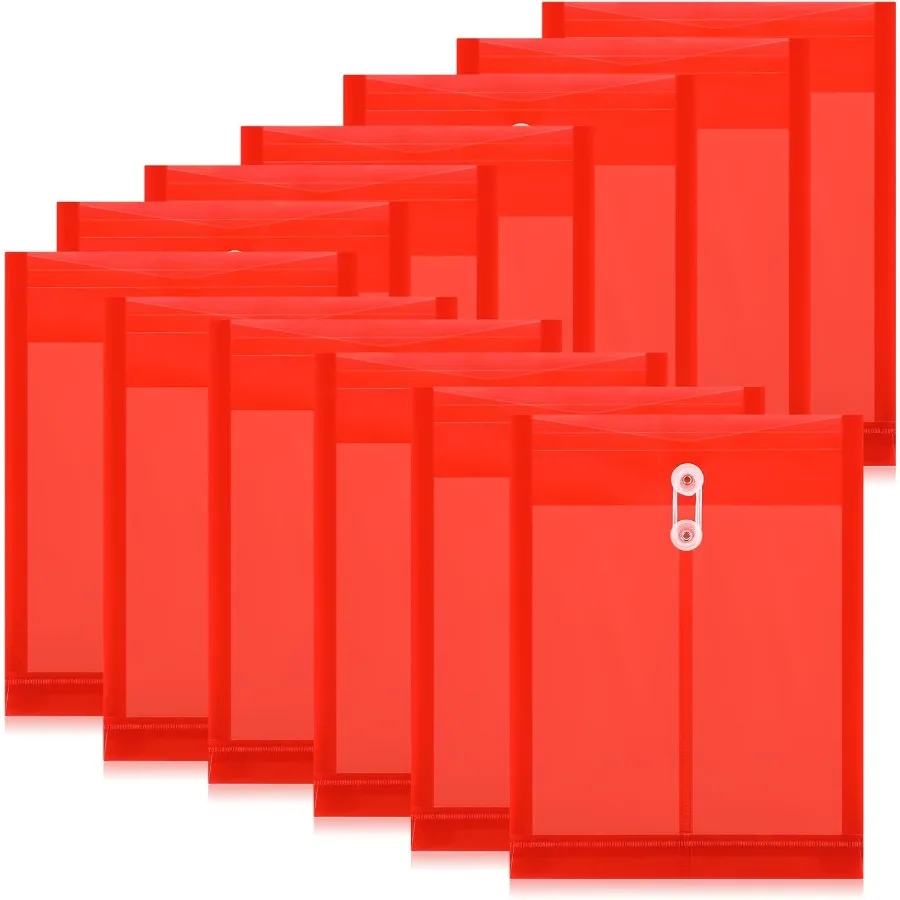 

12-упаковка пластиковых конвертов с застежкой-кнопкой и завязкой на веревке Расширяемые конверты из полиэтилена Пластиковая папка для файлов Размер буквы А4