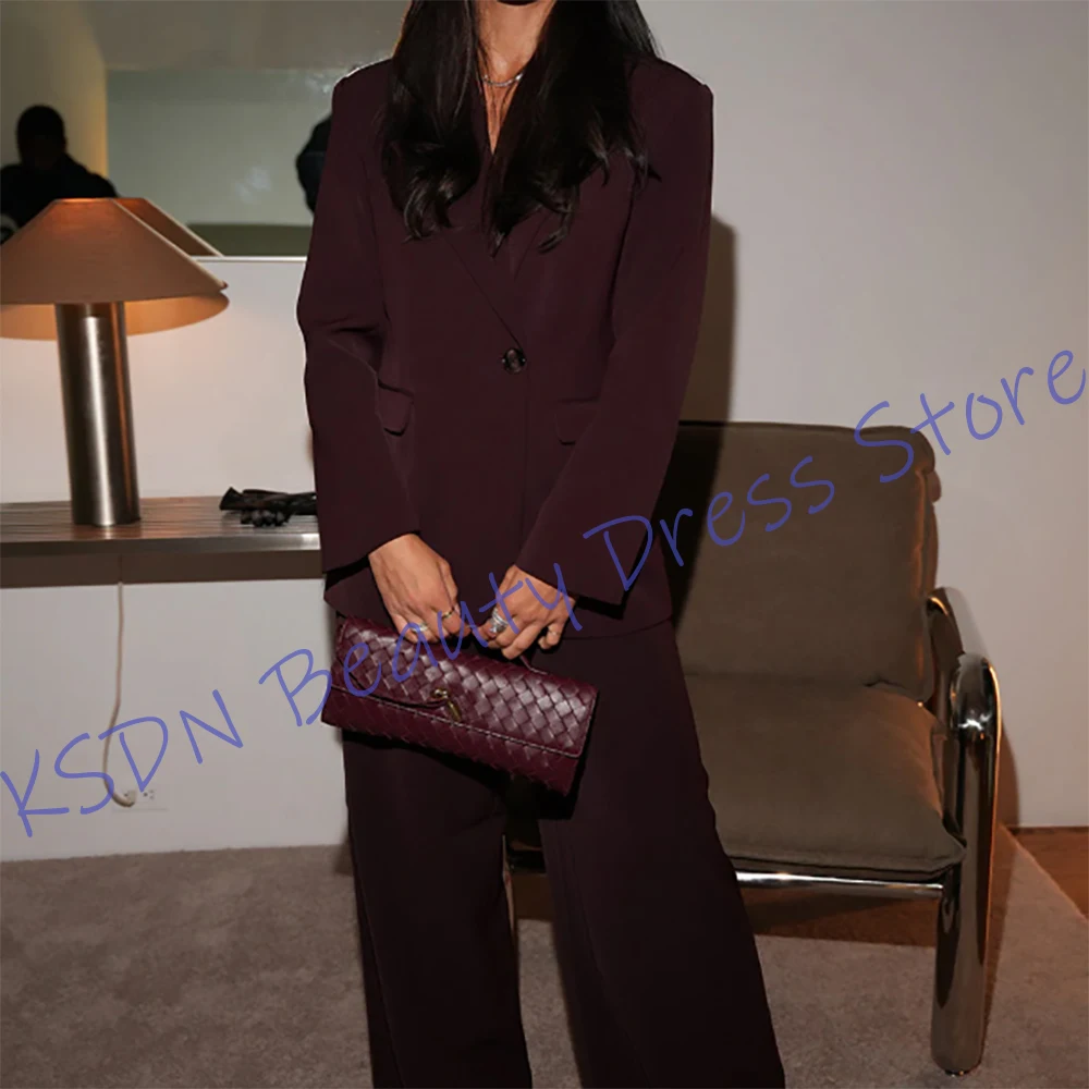 

Профессиональные женские бордовые костюмы, комплект из 2 предметов, блейзер на одной пуговице + брюки на заказ, элегантный наряд для офиса или вечеринки