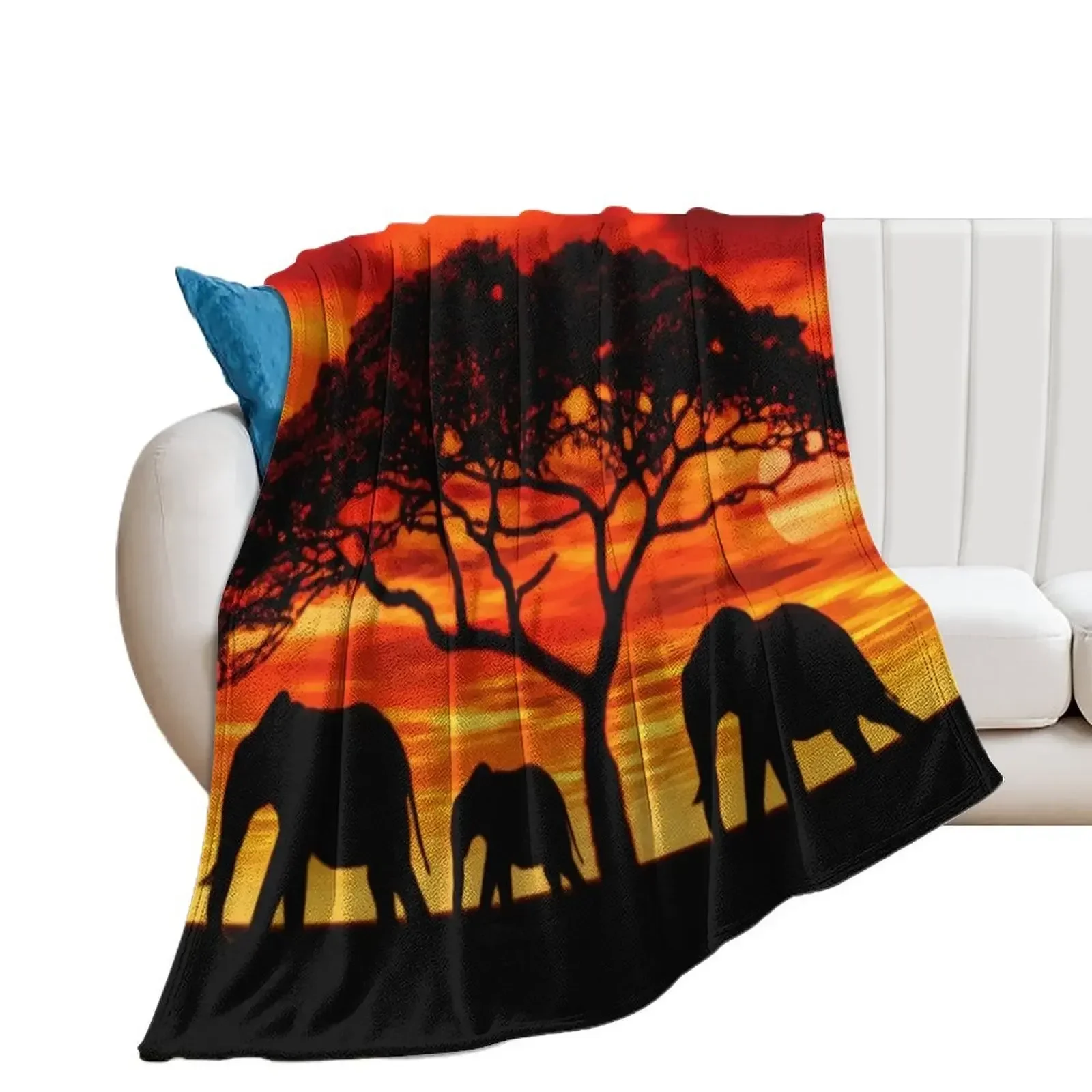 

Acacia Elephant Sunset Throw Blanket Sofas christmas decoration Blankets