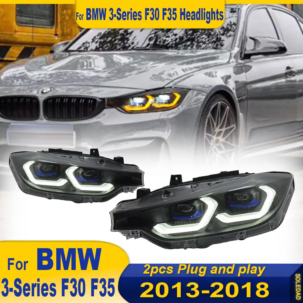 2pcs LED HeadLamps for BMW 3 Series M3 F30 F35 2013-2018 Auto Accessories Front Turn Signal Headlights Assembly Plug and Play