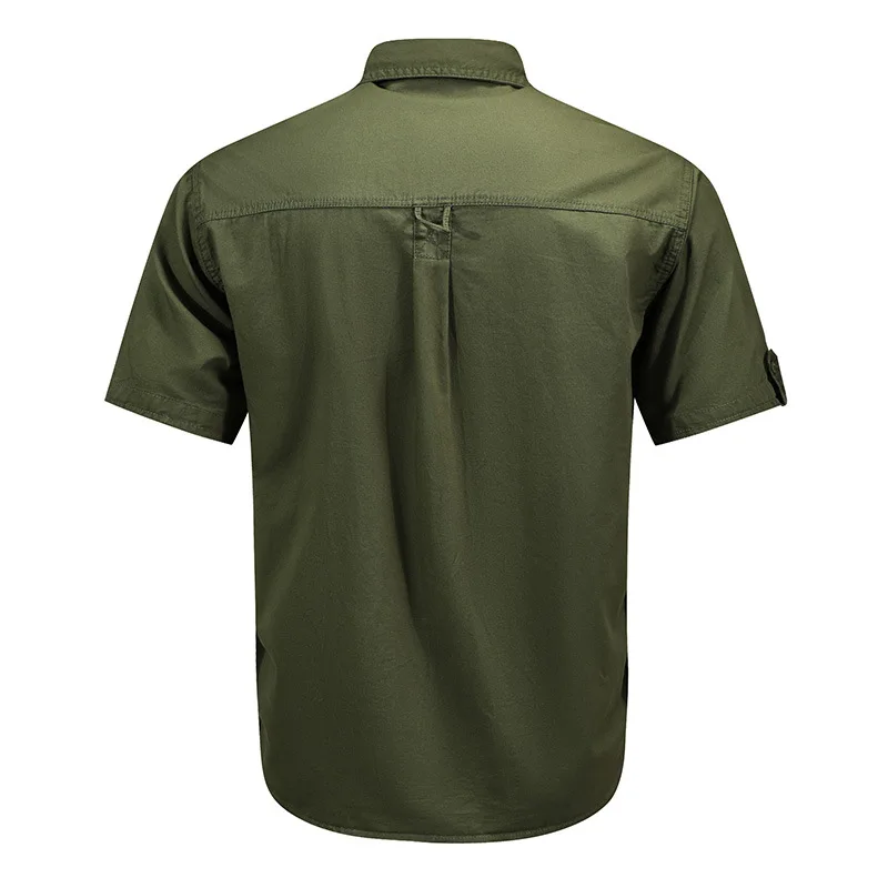 الصيف 100% القطن قمصان قصيرة الأكمام التكتيكية الذكور الصلبة رقيقة التلبيب البضائع قميص بلايز في الهواء الطلق التنزه الرحلات قميص top5XL #5
