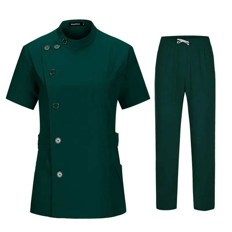 

Korean Style Slimming Waist Button Cotton High-End Beauty Salon Nurse Hospital Doctor Scrub Shirt