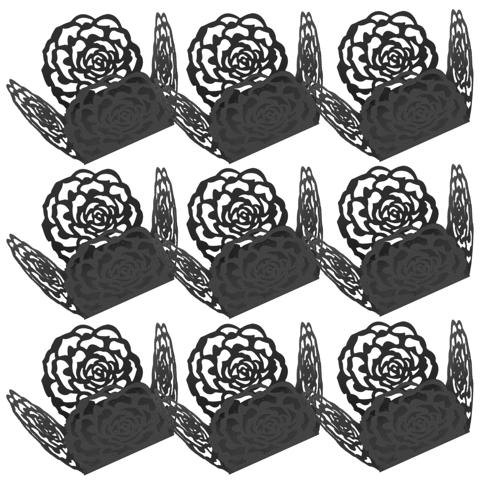 

50Pcs Chocolate Wrappers Hollow Rose Lace Paper Cup Holders for Wedding Party Dessert Table Muffins Candy Truffles