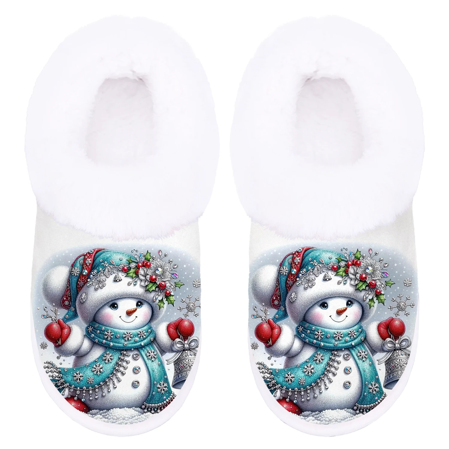 Christmas Present, Cute Snowman Indoor/Outdoor Slippers, Soft Memory Foam House slippers, Comfy Fuzzy House Shoes - Image 6