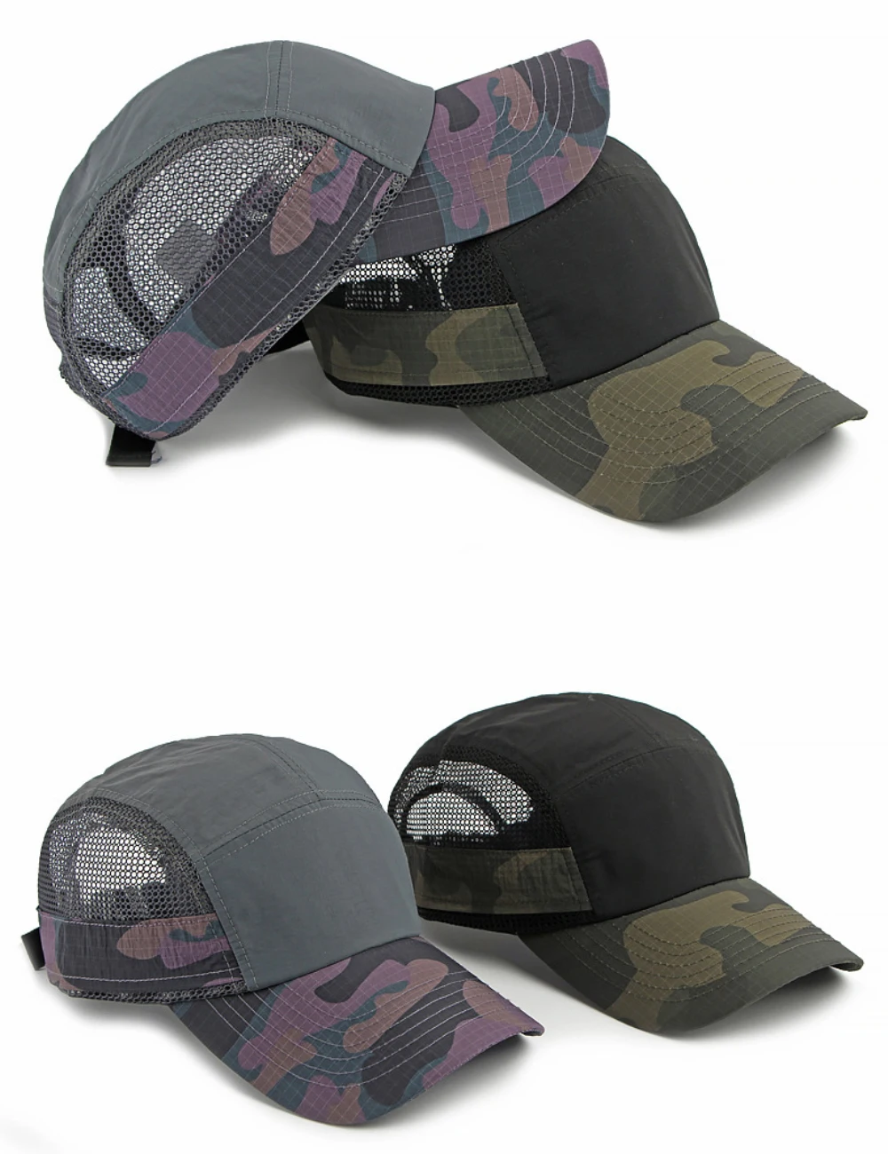 HT5089 Neue Frühling-Sommer Baseballkappe für Männer und Frauen Tarnmuster Sonnenkappen Unisex 6-Panel Baseballmütze Verstellbare Snapback-Kappe – Detail 4