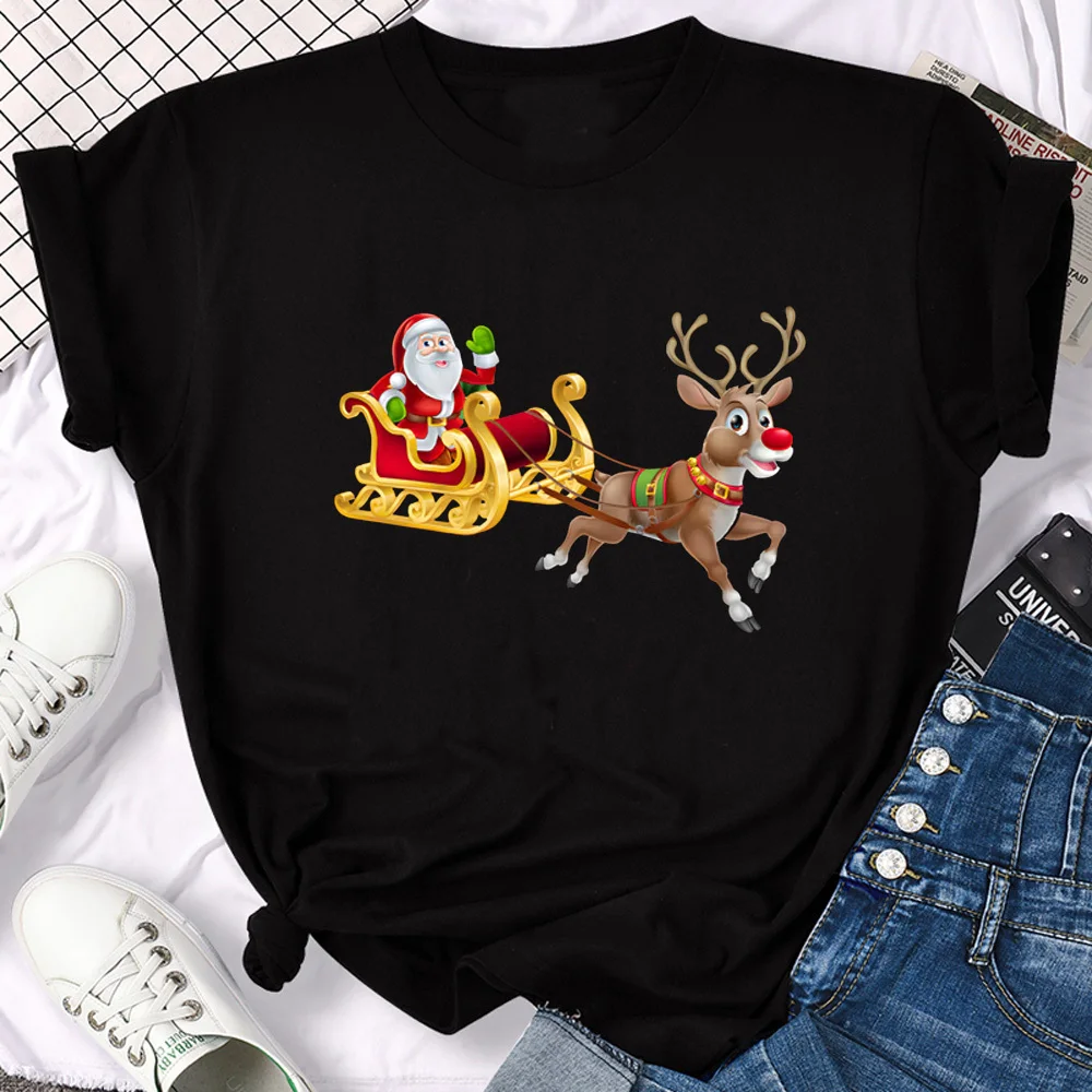 

Christmas Elk t shirt girl Grunge Pastel Trendy streetwear Gothic Digital shirt Graphic Colorful women harajuku Pastel Vintage