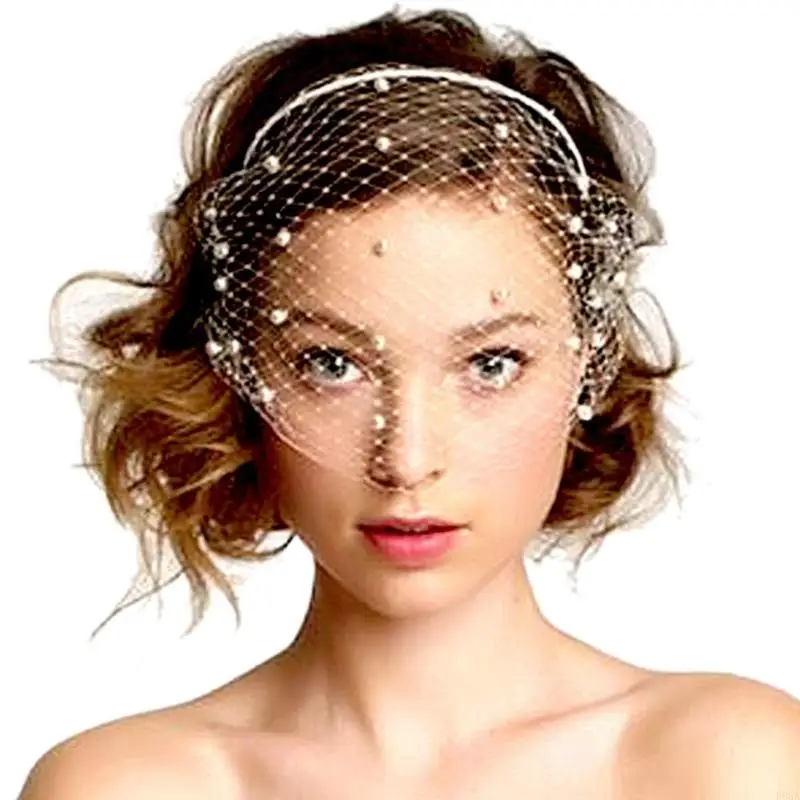 P88A Elegant Veil Headband Wedding Bridal Veil Bachelorette Party Head Veil Headwear