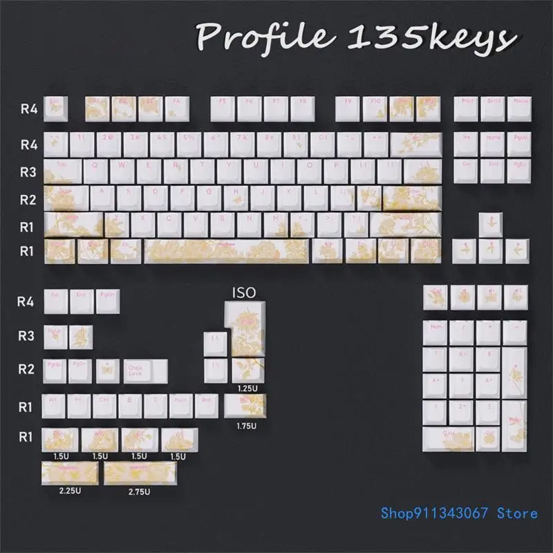 

Embroidery Backlit Keycap Set 135/108PCS Double Shot 5 Sides Sublimation PBT Drop shipping