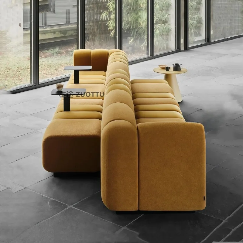 Hotel clothing store shops double-sided seat backrest straight row fabric, special-shaped double three-person fabric sofa