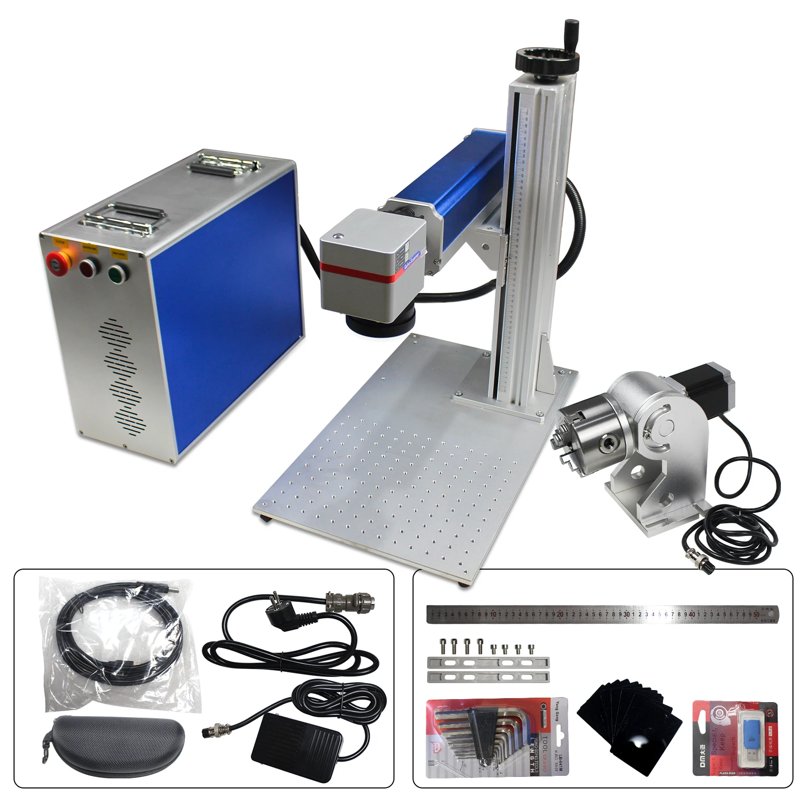 Lightburn Ezcad 2 Fiber Laser Markering Machine Met Sg7110 Galvo,20W 30W 50W Jpt Lp/Raycus Metalen Gravure Pvc Plastic Staal
