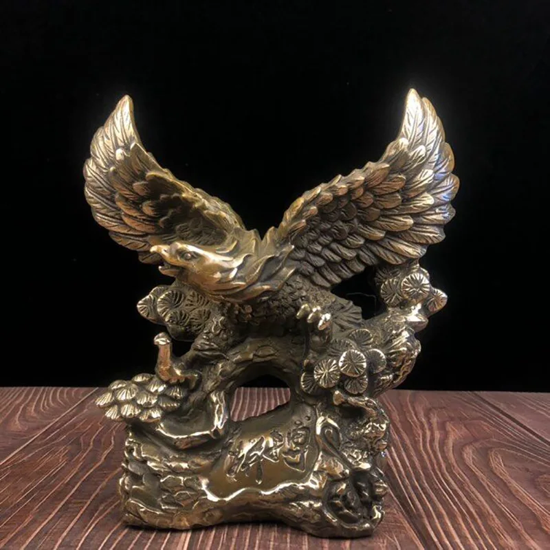 Exquisite Animal Home Living Room Decoration Brass Striving Eagle Ornament Craft