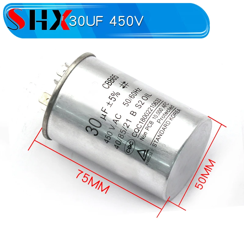 Cbb65 450v ac motor capacitor ar condicionado compressor começar capacitor 5uf 6uf 20uf 25uf 30uf 35uf 40uf 45uf 50uf 60uf 70uf