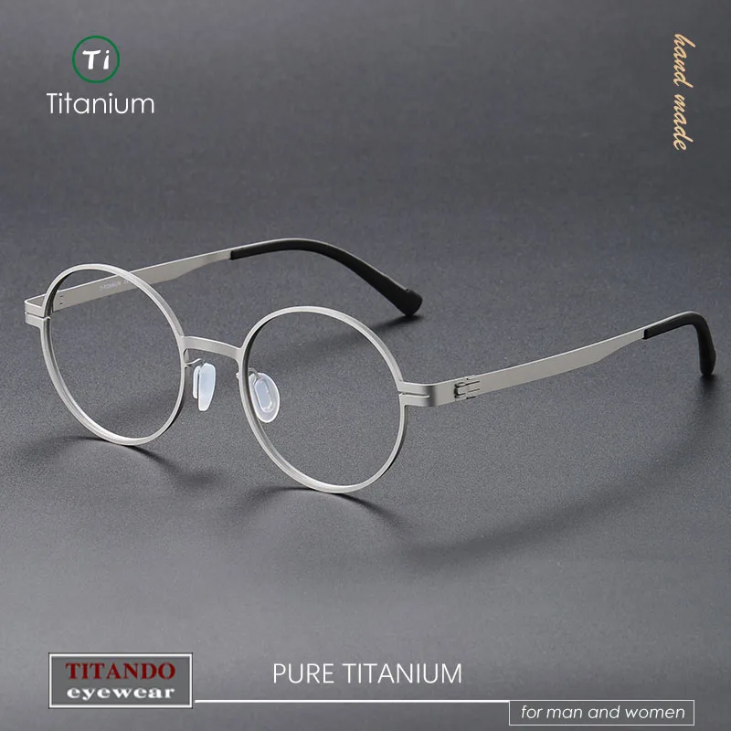 

German screwless design,light and thin frame, ultra-tough temples ,Vintage round frame eyeglasses for men and woman 80996