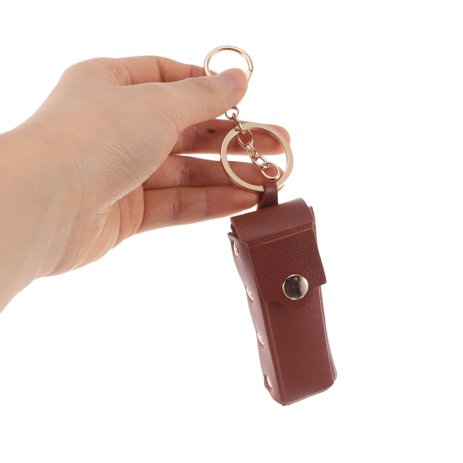 Porta-Batom Portátil com Chaveiro, Bolsa Clássica de PU para Batom, Organizador de Maquiagem para Viagem, Estojo para Brilho Labial